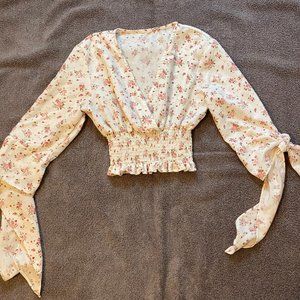 SHEIN Low Cut Cinch Waist Blouse